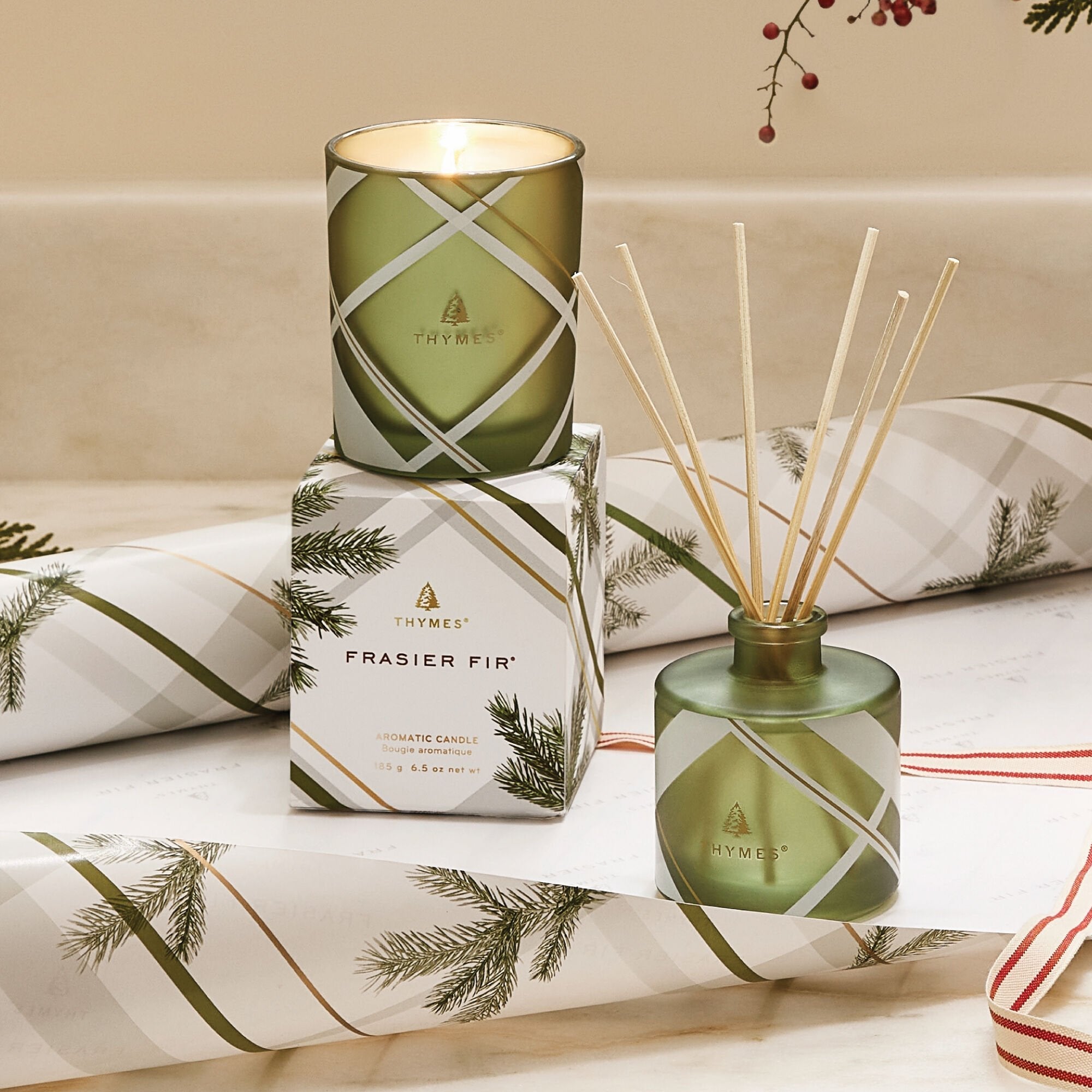 Frasier Fir® Frosted Plaid 6.5 oz Poured Candle