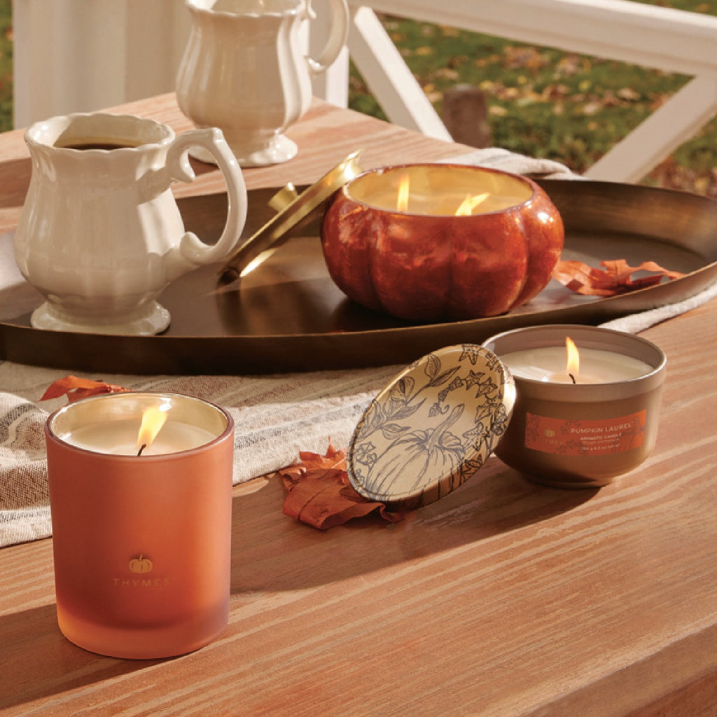 Pumpkin Laurel Poured Candle Tin with Gold Lid