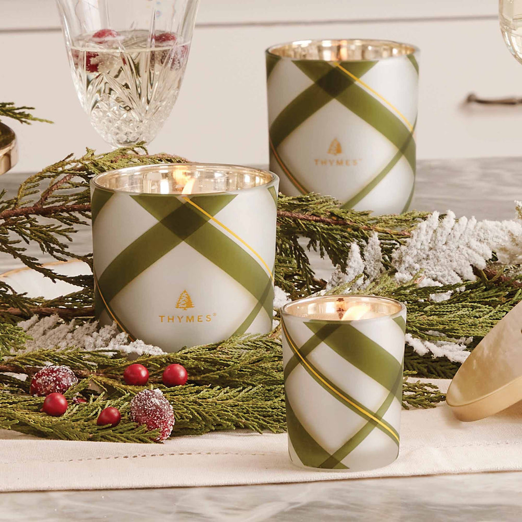 Frasier Fir? Frosted Plaid Medium Candle
