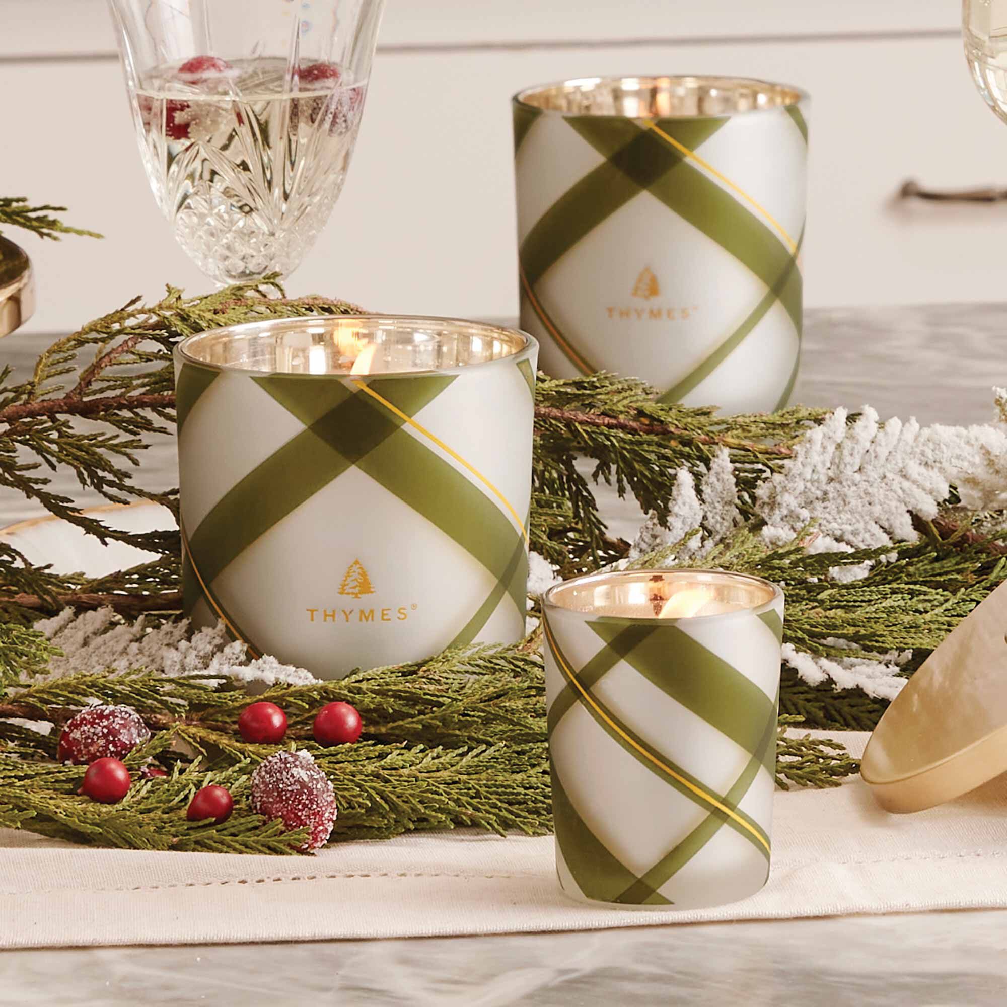 Frasier Fir? Frosted Plaid Medium Candle
