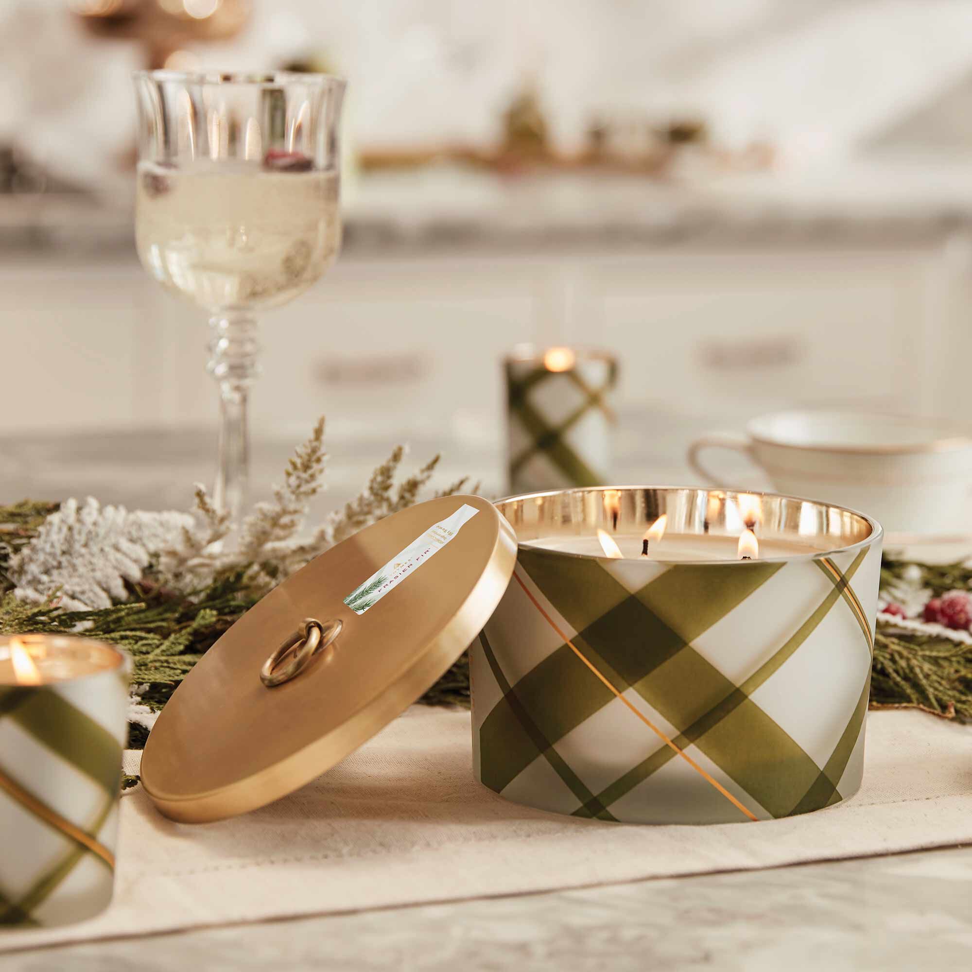 Frasier Fir? Frosted Plaid 3-Wick Candle