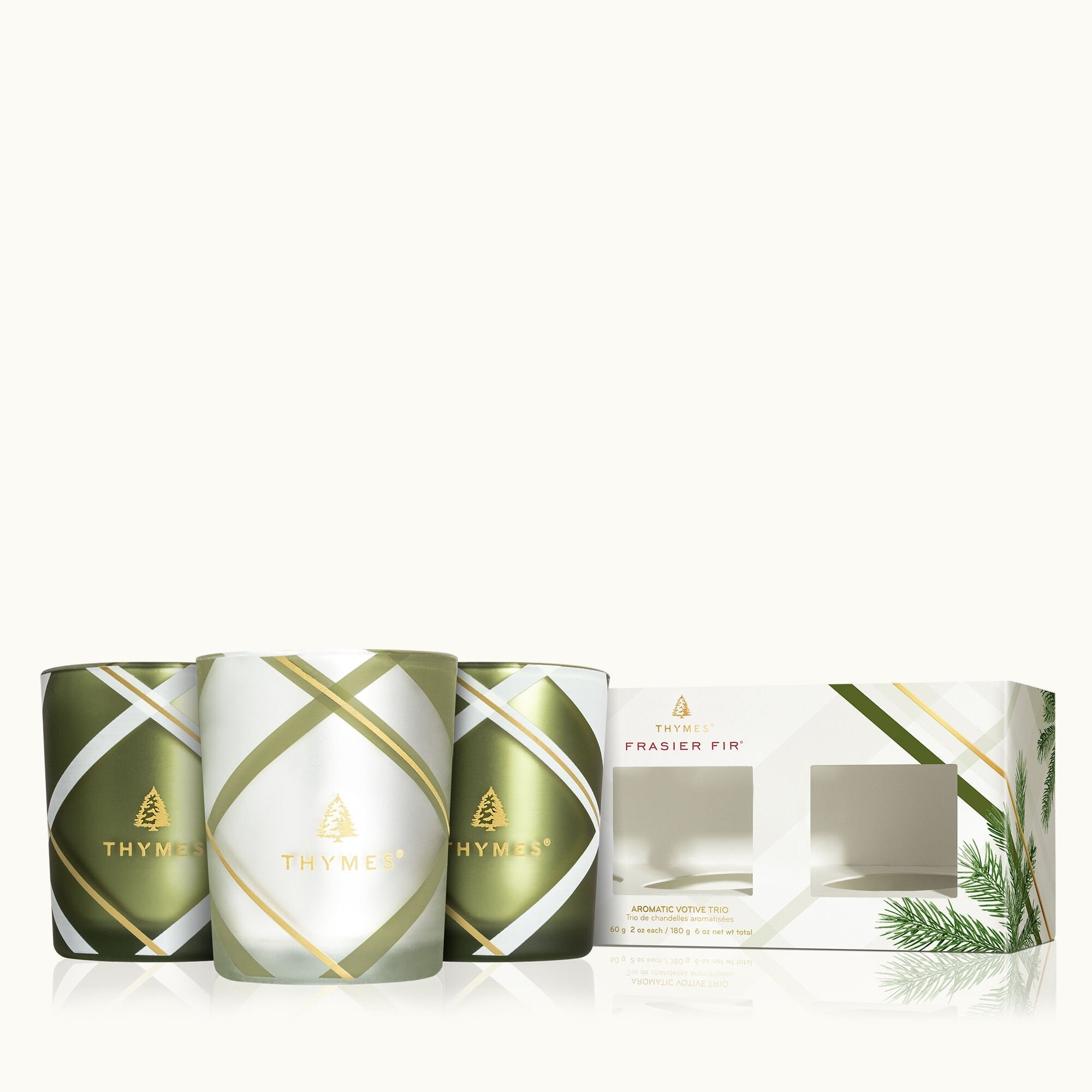Frasier Fir® Frosted Plaid Votive Trio