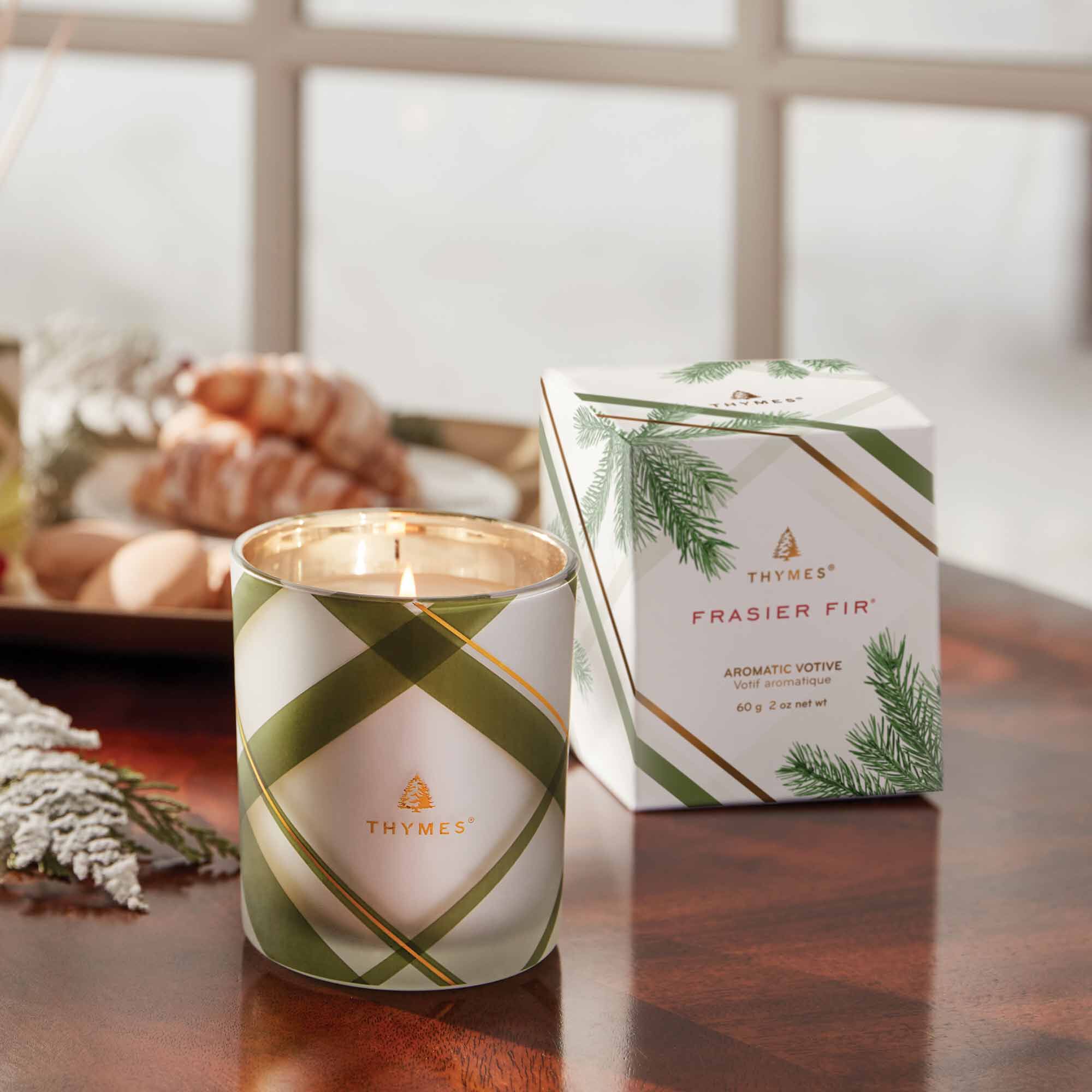 Frasier Fir? Frosted Plaid Votive Candle
