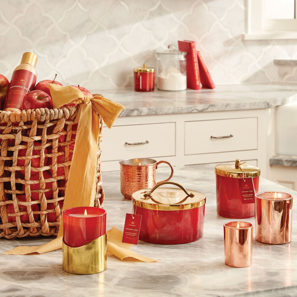 Simmered Cider Harvest Red Poured Candle with Gold Sleeve