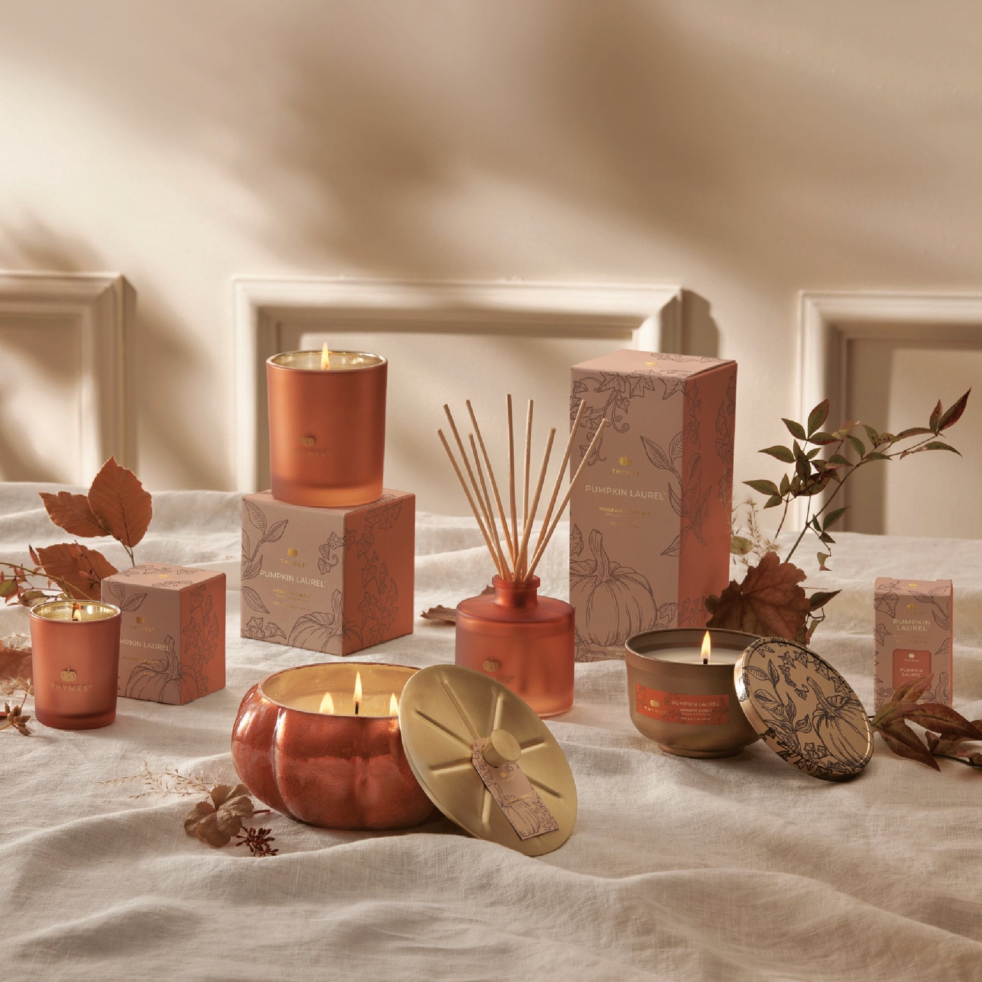 Pumpkin Laurel Poured Candle Tin with Gold Lid