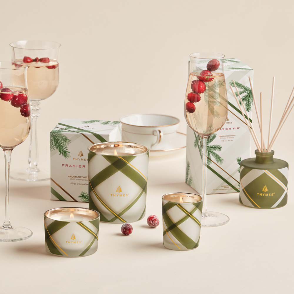Frasier Fir? Frosted Plaid Votive Candle