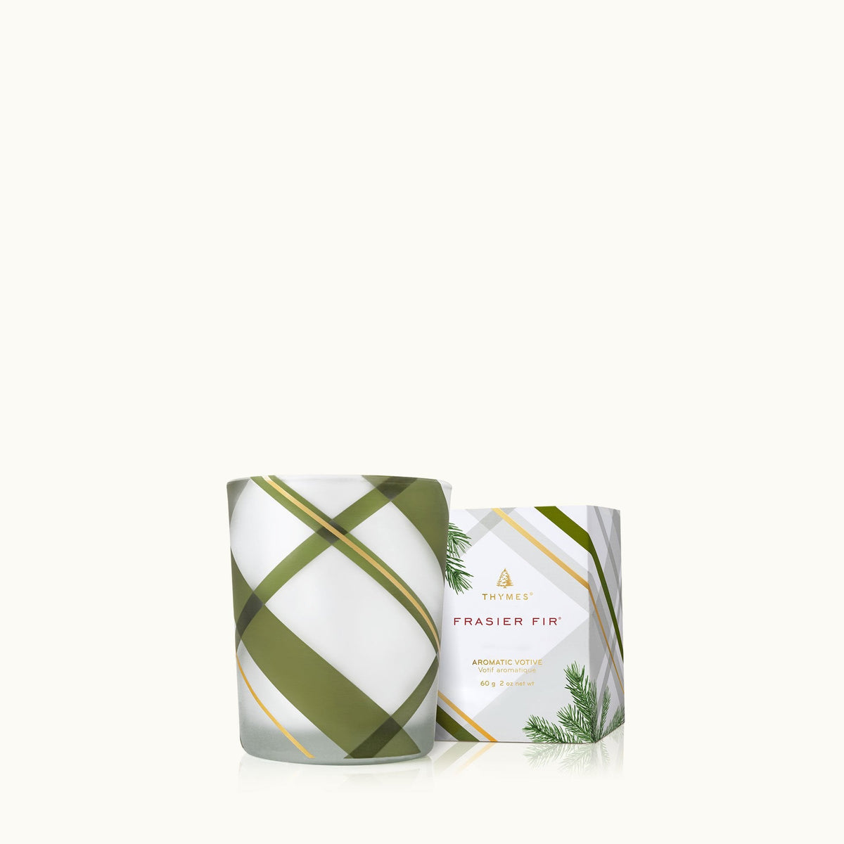 Frasier Fir? Frosted Plaid Votive Candle