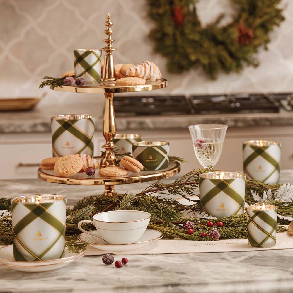 Frasier Fir? Frosted Plaid Medium Candle
